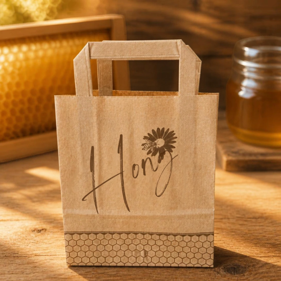 Papier-Tragtasche Honig  (Einzeln)